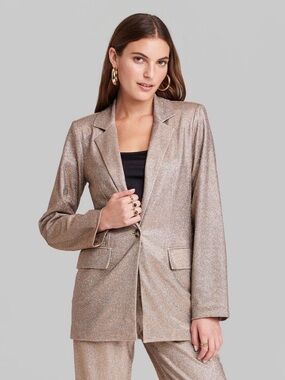 wild fable Metallic Taupe Blazer - Shimmery Longline Jacket - NWT ✨